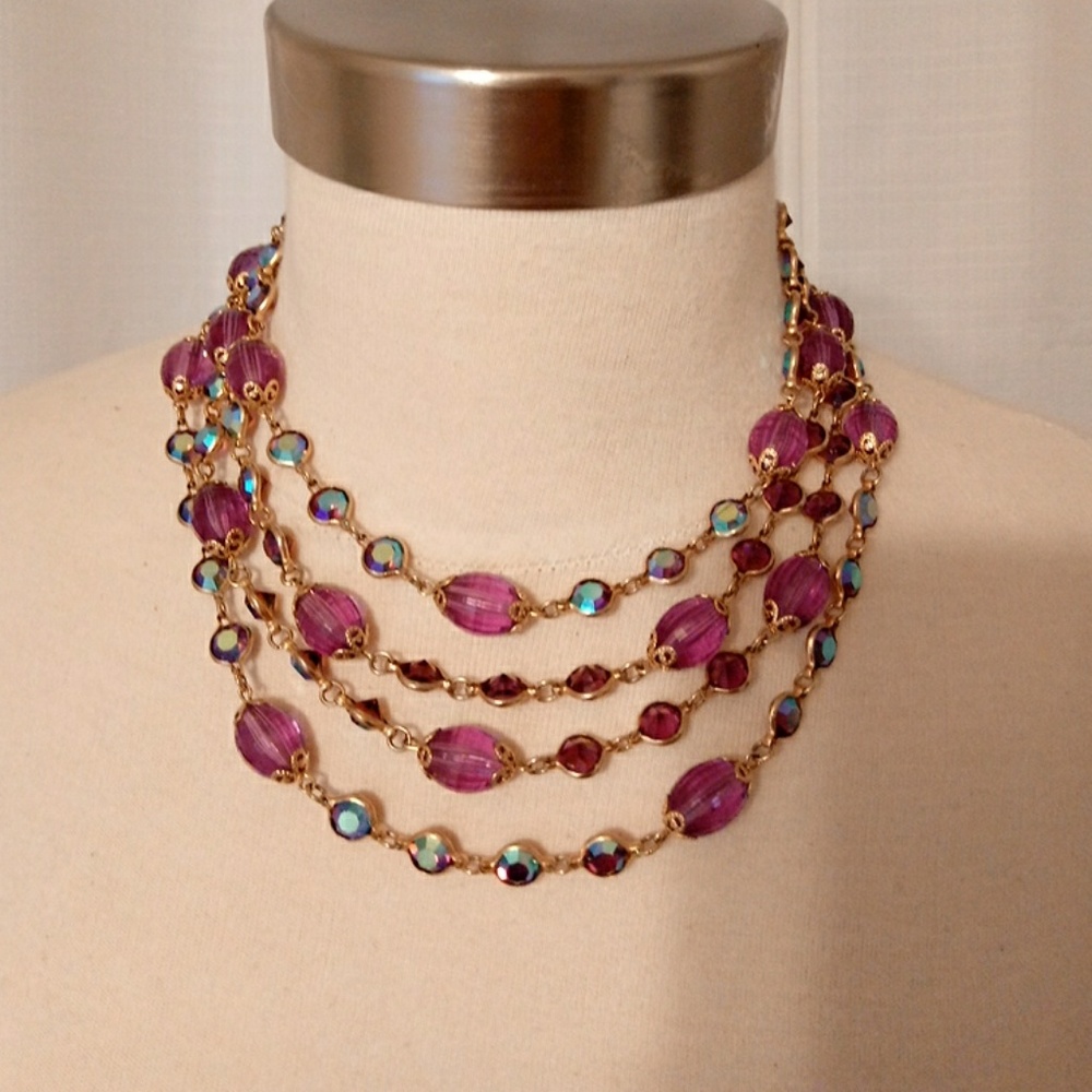 Amazing true vintage 4-strand purple aurora beads